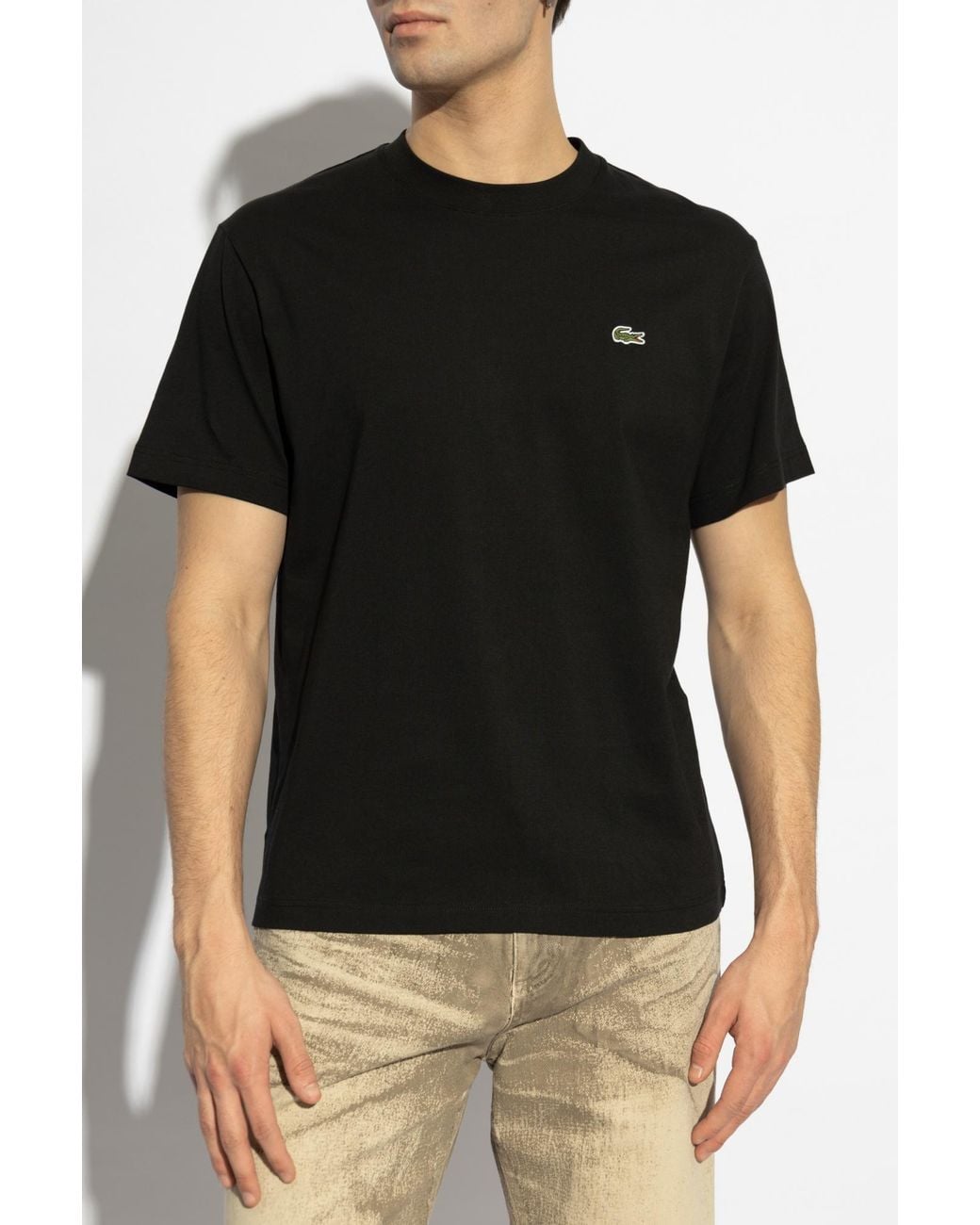 Lacoste Black T-Shirt With Logo Patch for men