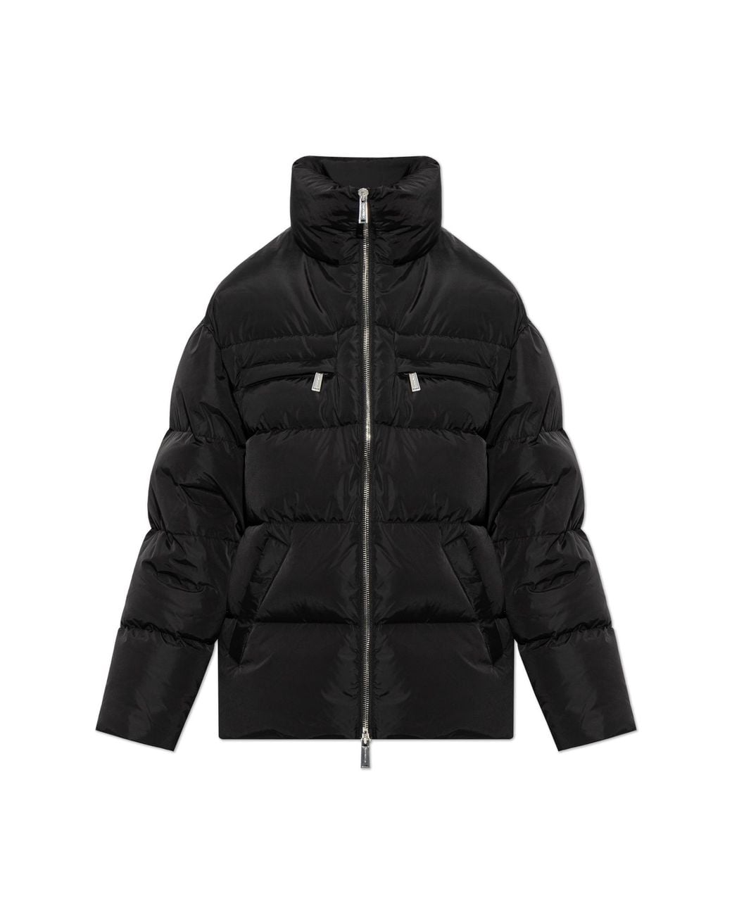 DSquared² Black Quilted Jacket With A Stand-Up Collar