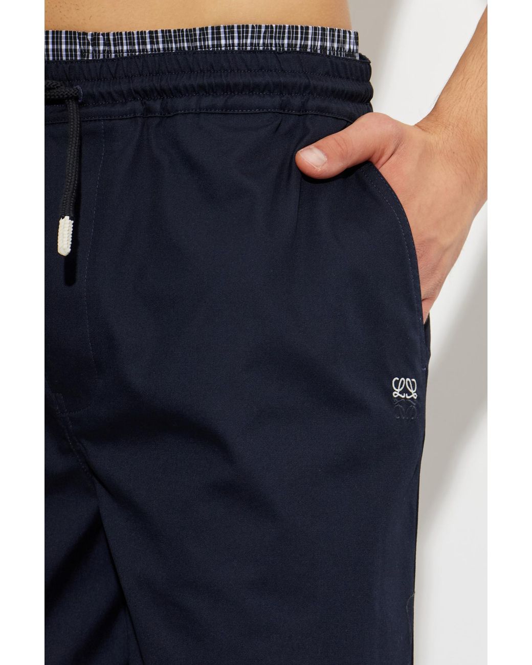 Loewe Blue Shorts With Embroidered Logo for men