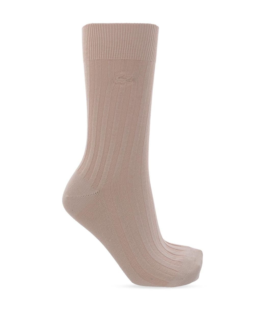 Lacoste Brown Cotton Logo Socks