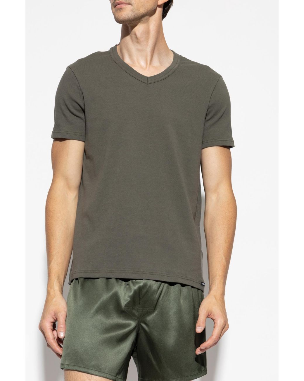Tom Ford Green V-Neck T-Shirt for men