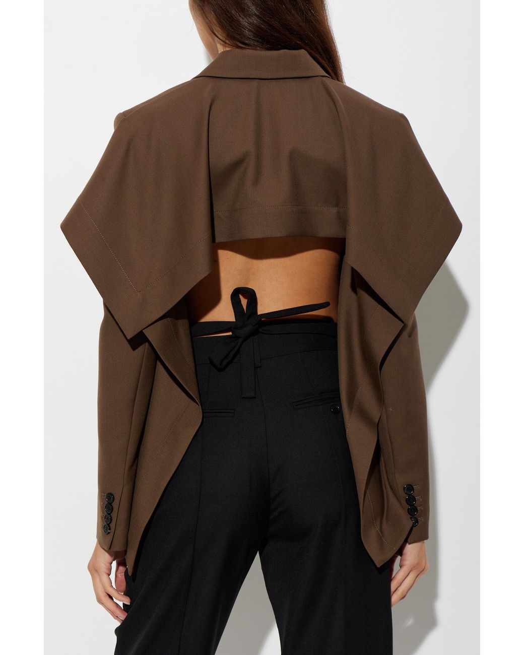 Loewe Brown Wool Blazer With Decorative Back
