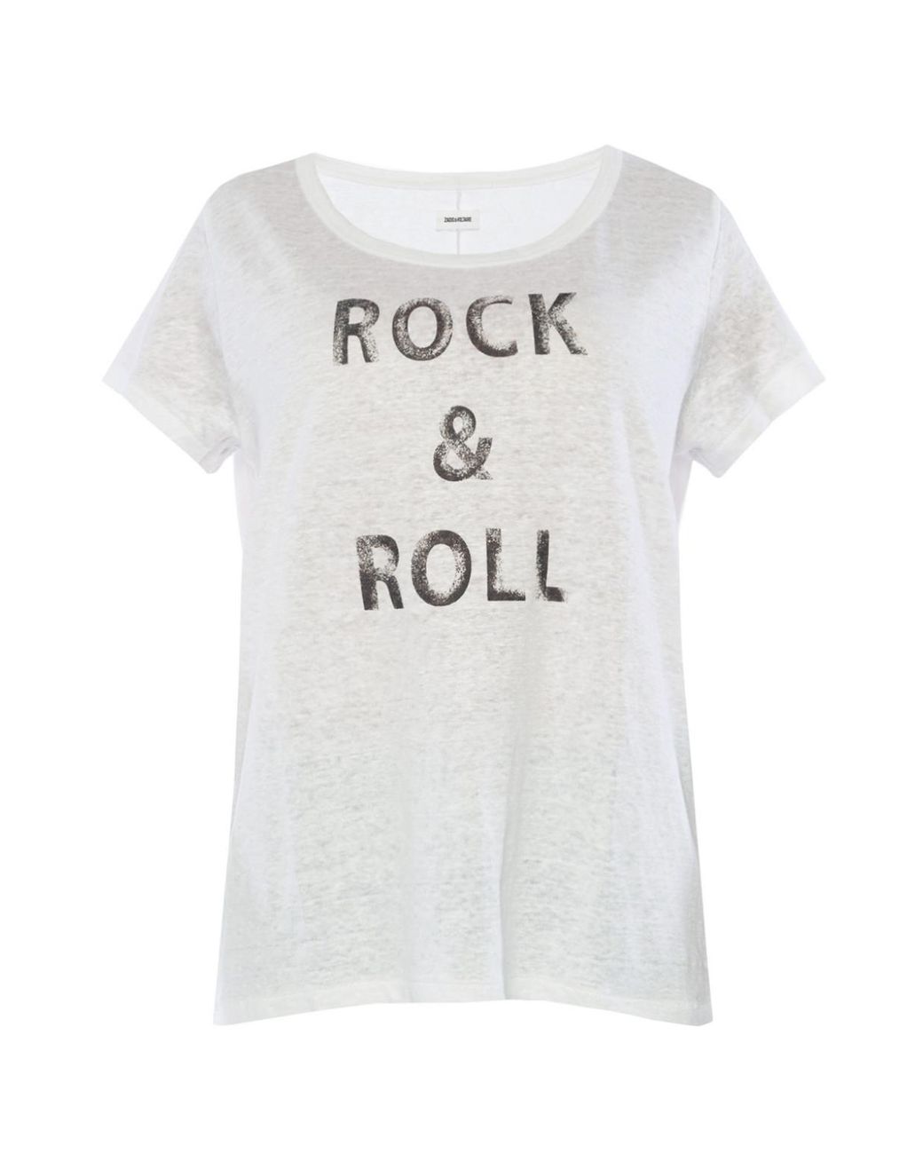Zadig & Voltaire Rock & Roll Graphic Linen Tee in White Lyst