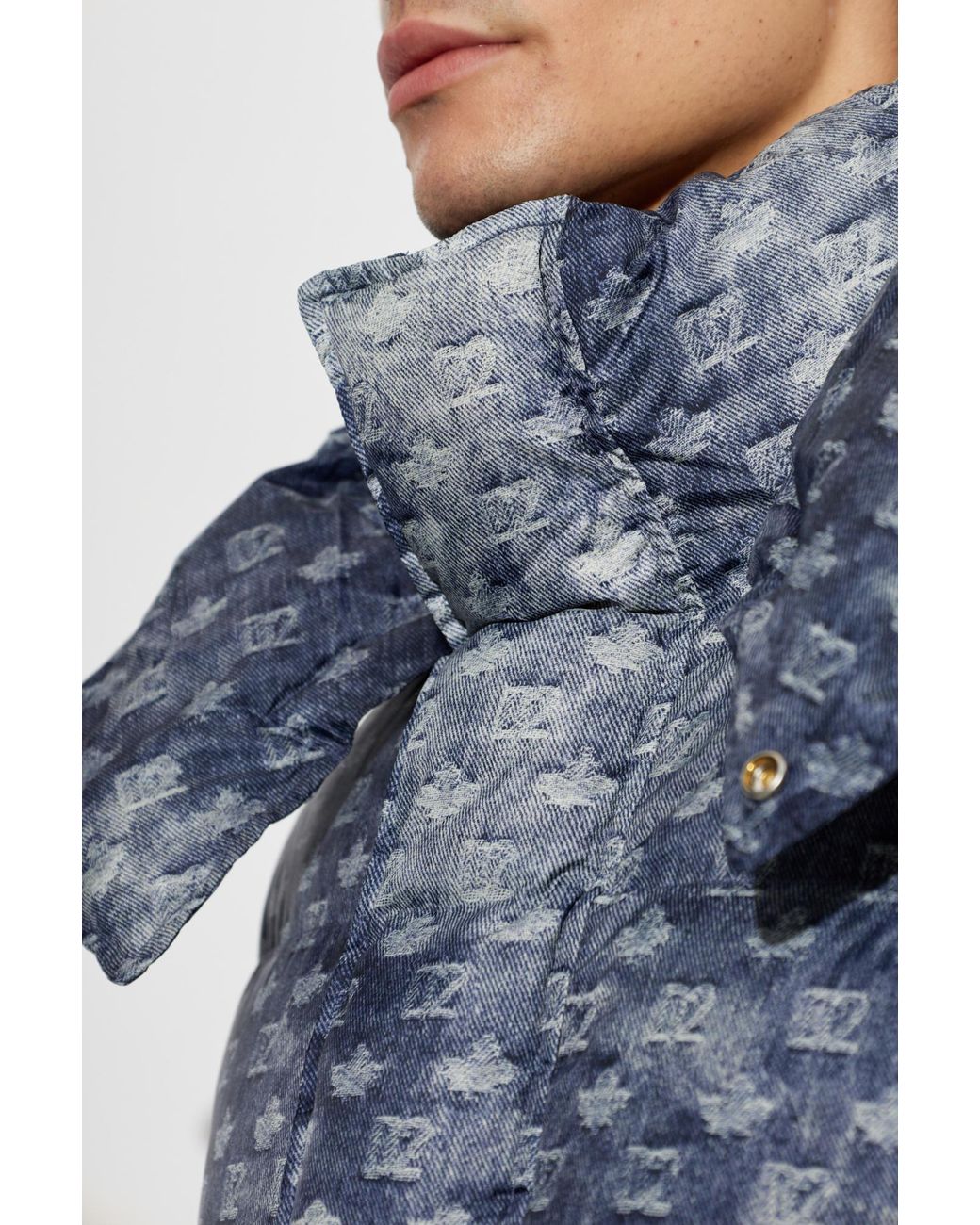 DSquared² Blue Puffer Jacket With Monogram for men