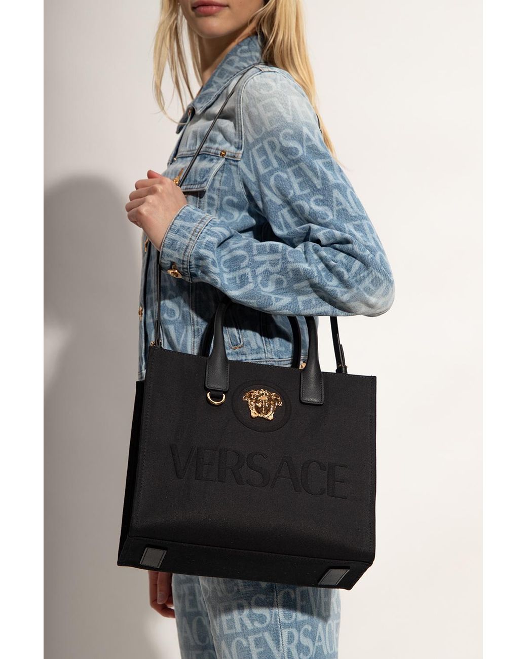 Versace Black Logo Tote Bag