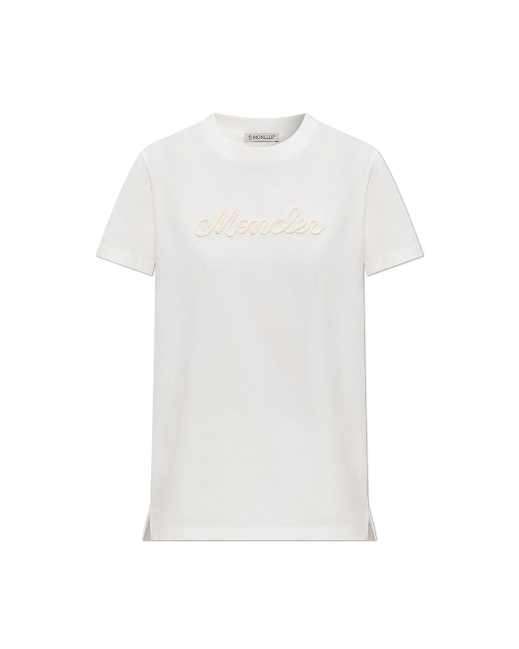 Moncler White T-Shirt With Embroidered Logo