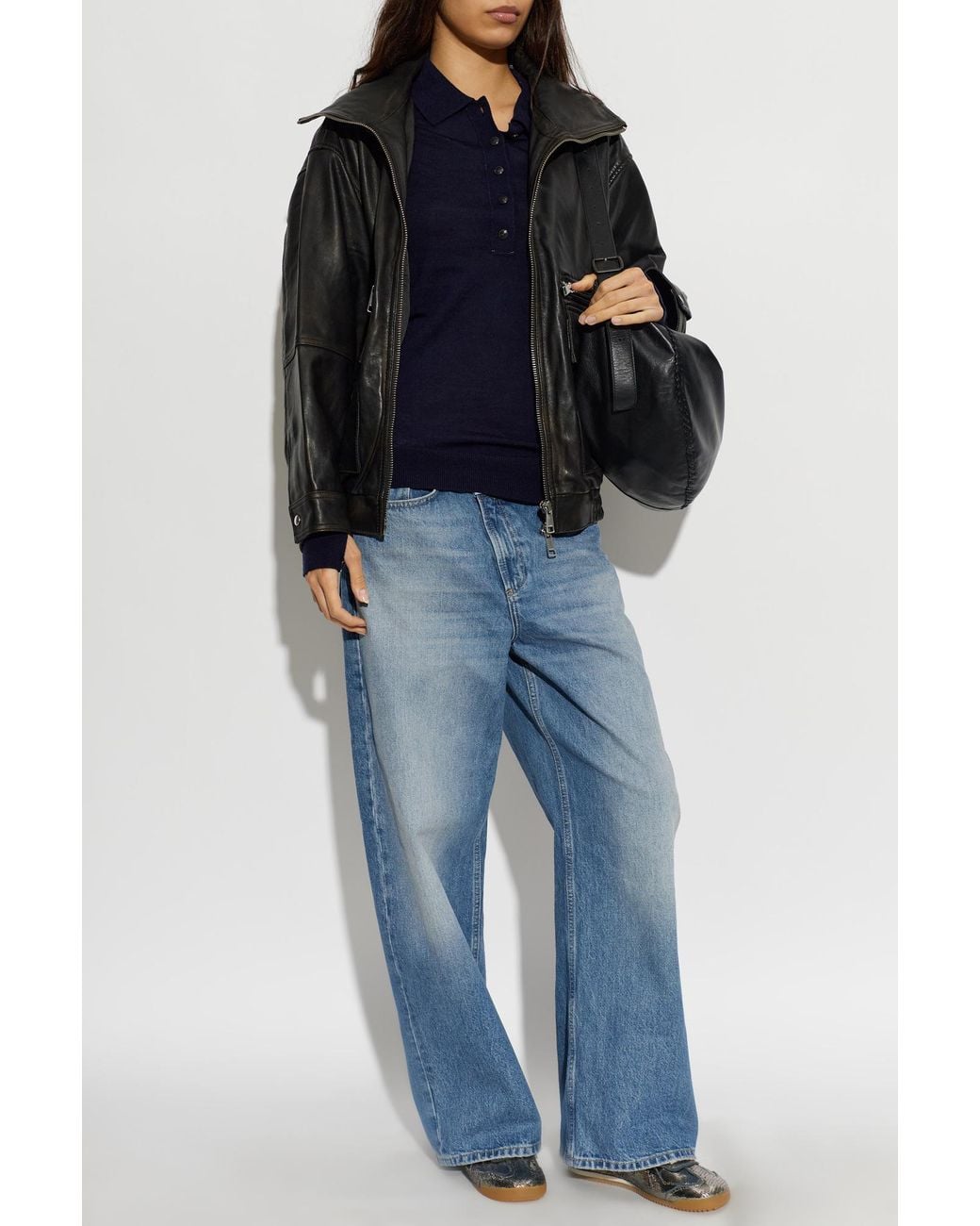 AllSaints Blue Wool Polo Sweater 'Martel'