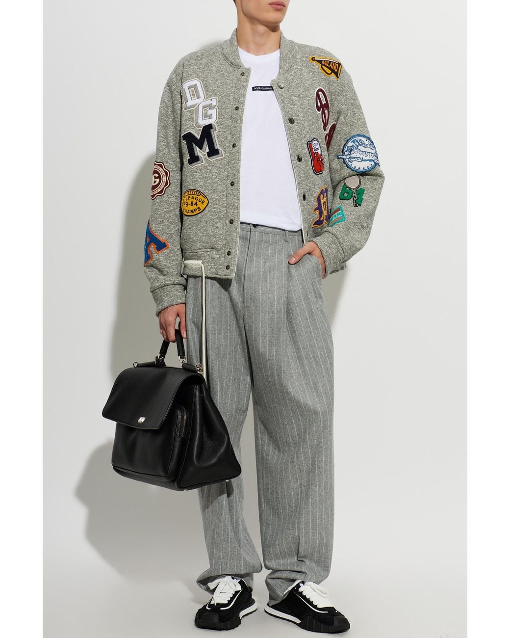 Dolce & Gabbana Gray Jacket With Patches for men