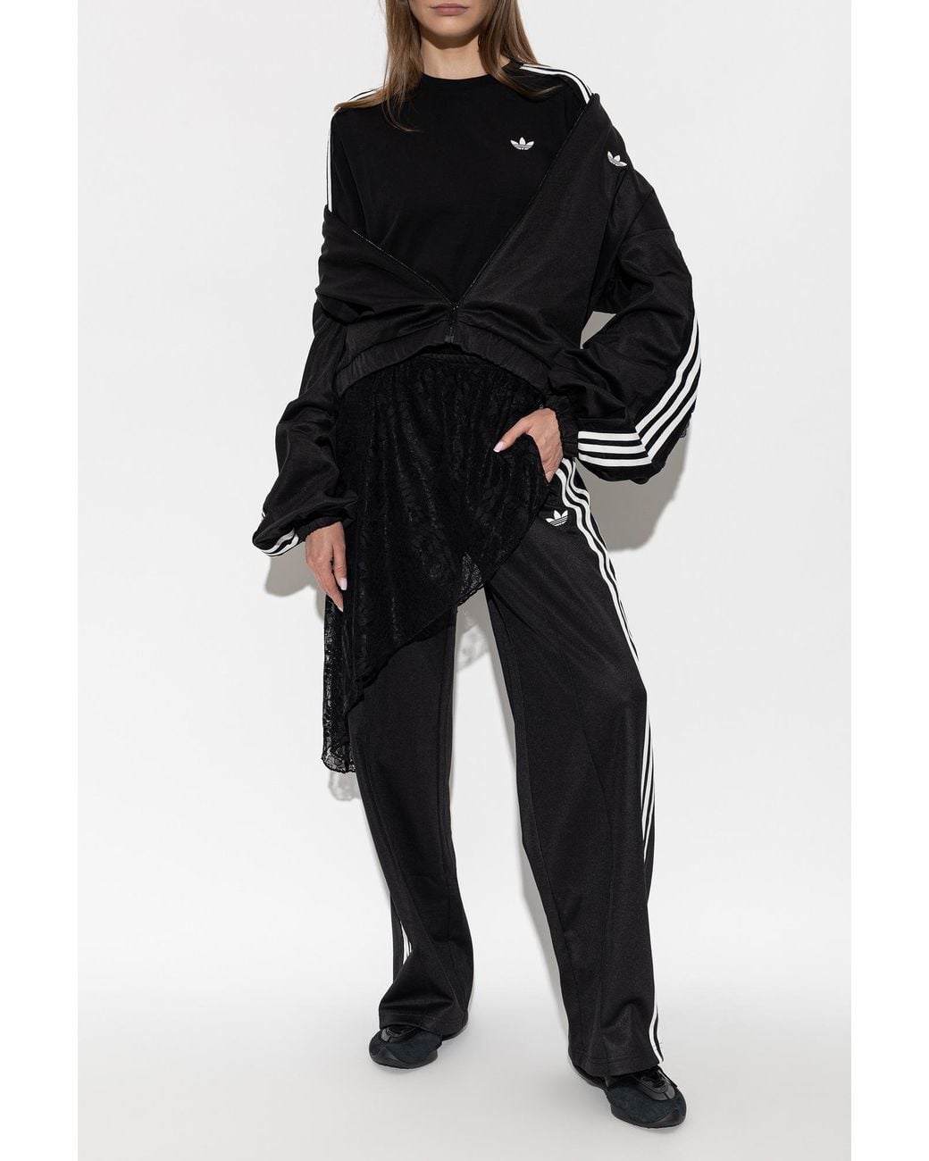 Adidas Originals Black Joggers With A Lace Skirt
