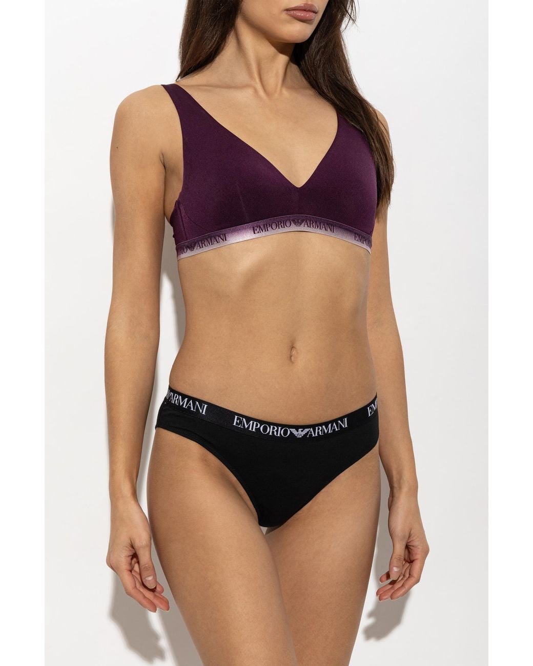 Emporio Armani Purple Logo Bralette Bra