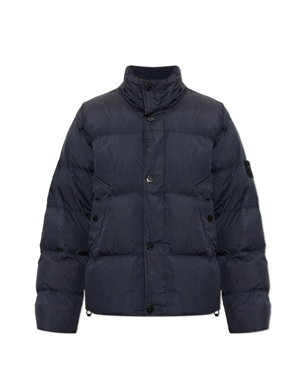 Stone Island Blue Down Jacket With Stand-Up Collar for men