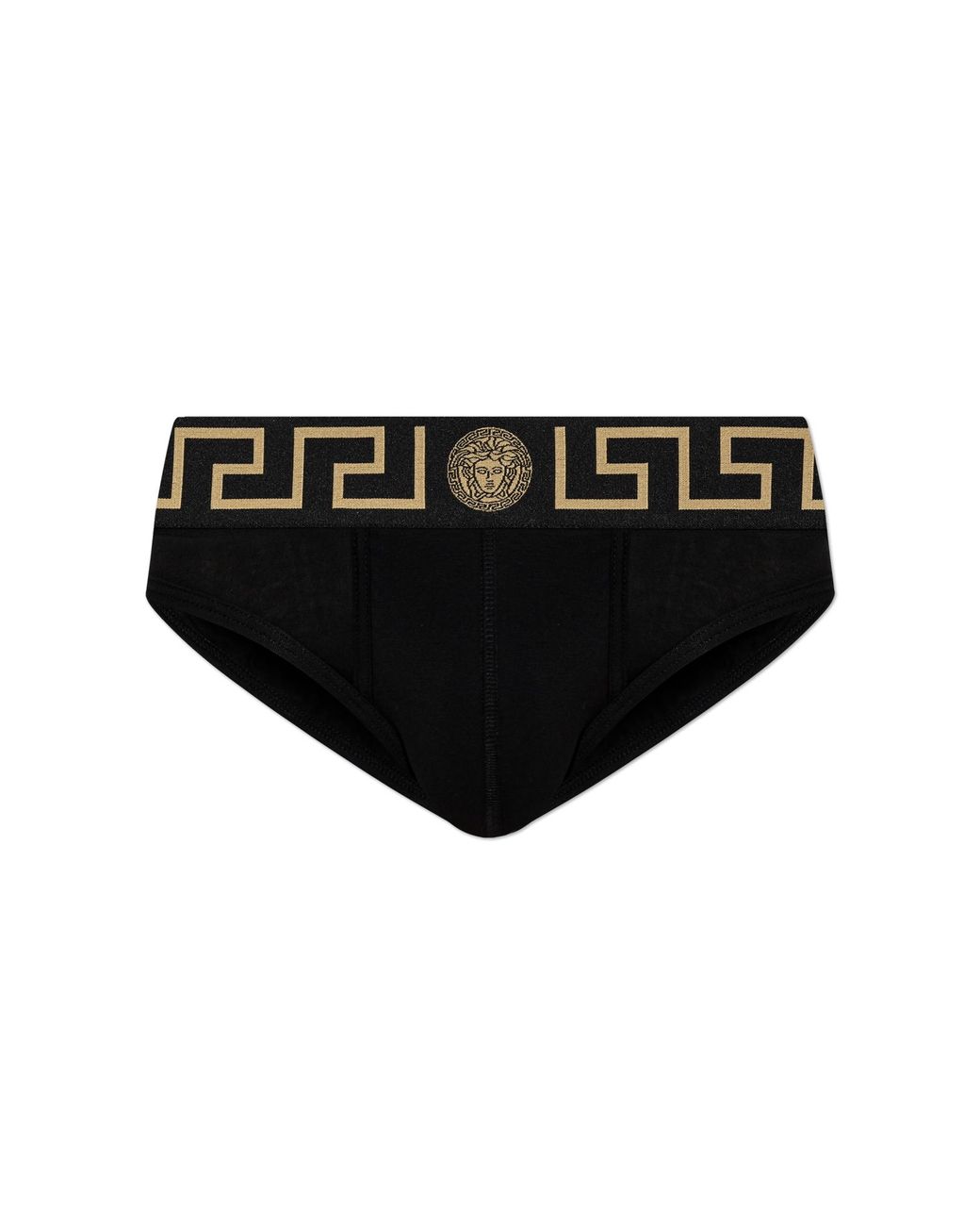 Versace Black Cotton Briefs With Logo for men