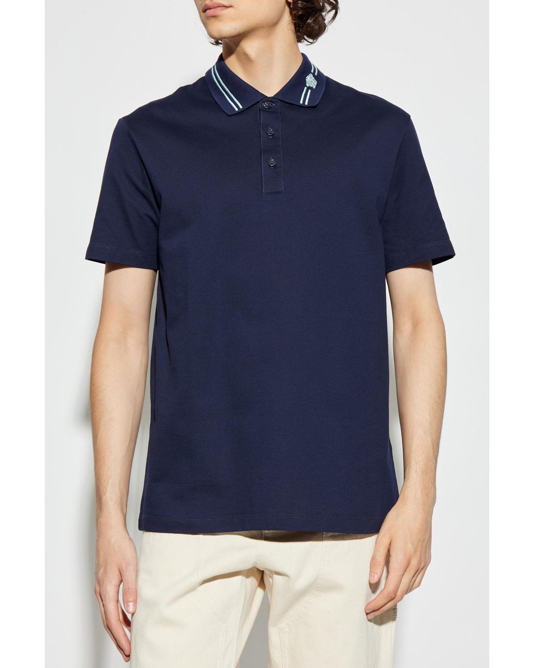 Versace Blue Cotton Polo for men