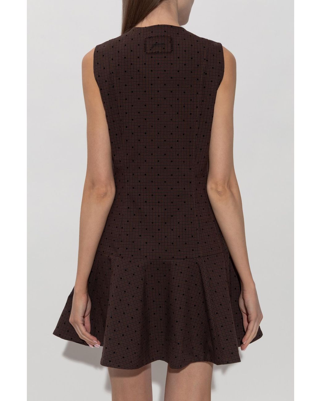Ganni Brown Plaid Pattern Dress