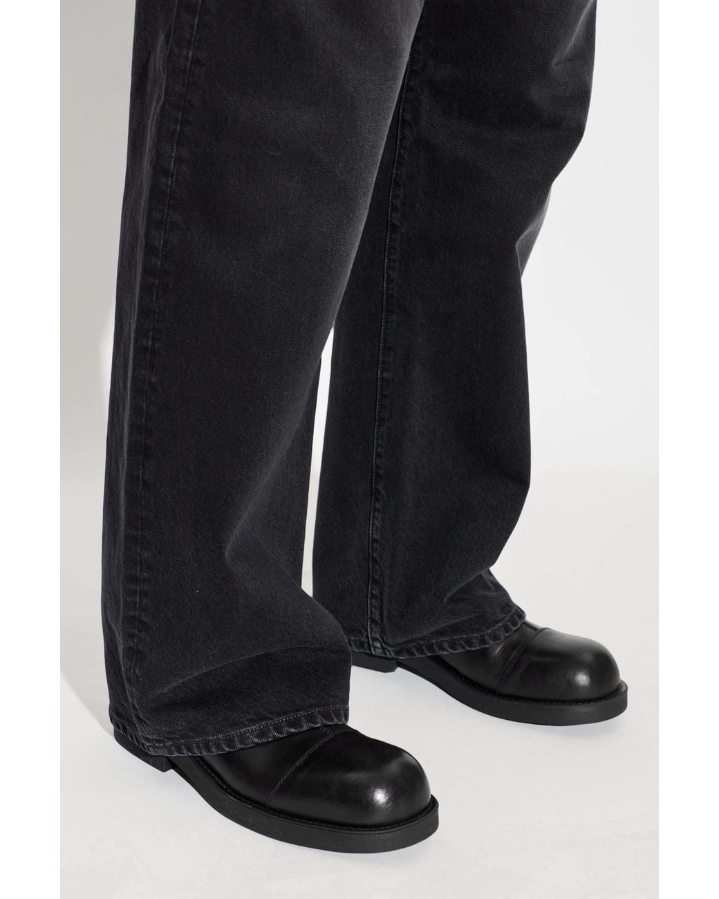 MM6 by Maison Margiela Black Leather Ankle Boots for men