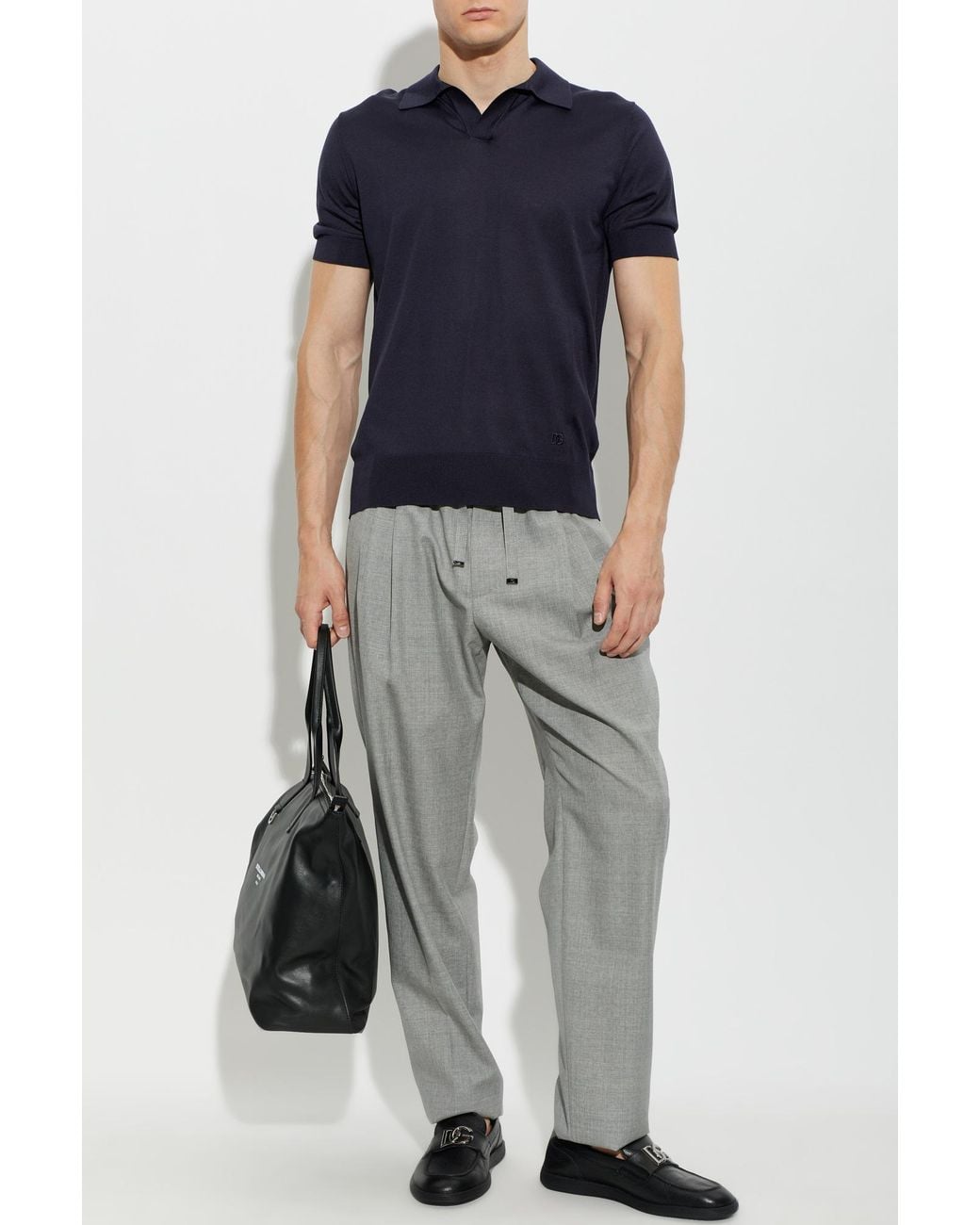 Dolce & Gabbana Gray Wool Trousers for men