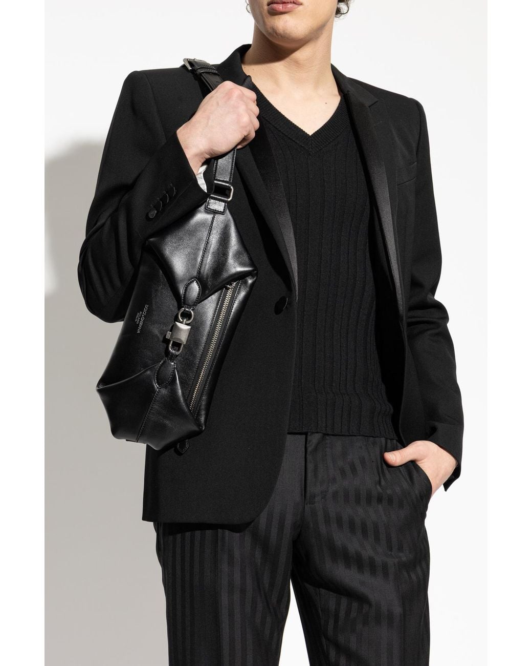 Dolce & Gabbana Black Dog Carrier Bag 'Lock' for men