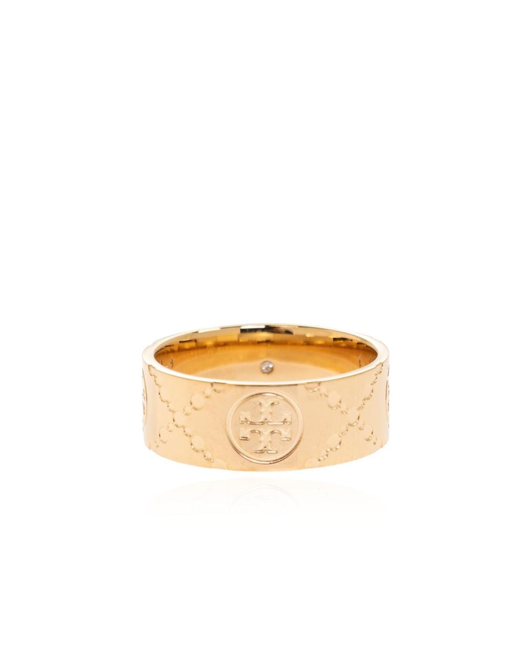 Tory Burch Black Ring With Engraved Logo