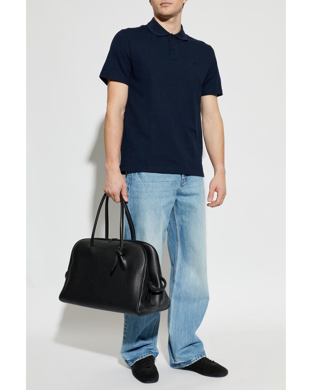 Brioni Blue Polo With Embroidered Logo for men
