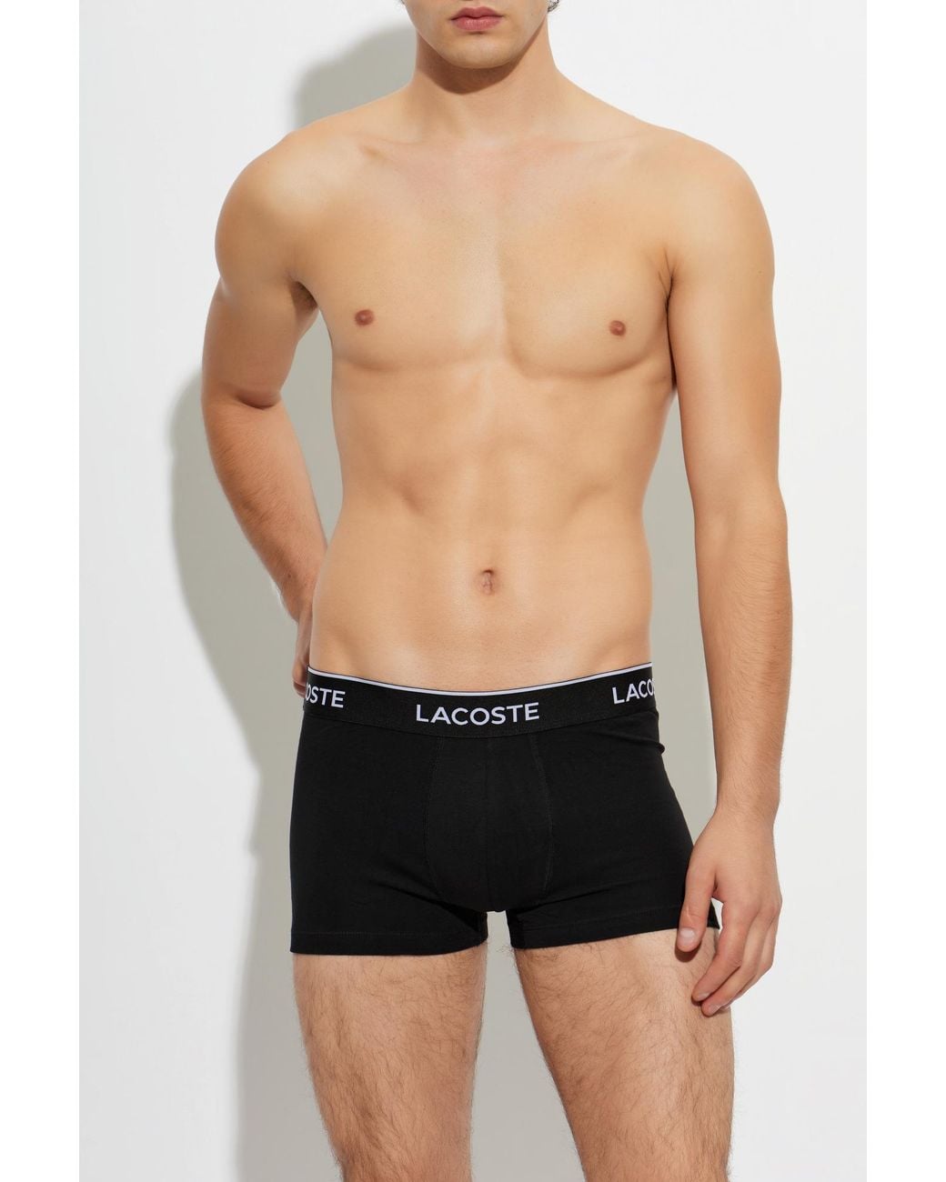 Lacoste Black Three-Pack Of Cotton Boxer Briefs for men