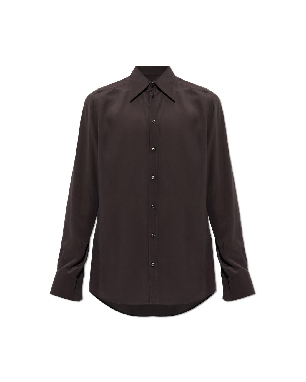 Dolce & Gabbana Black Silk Shirt With Collar for men
