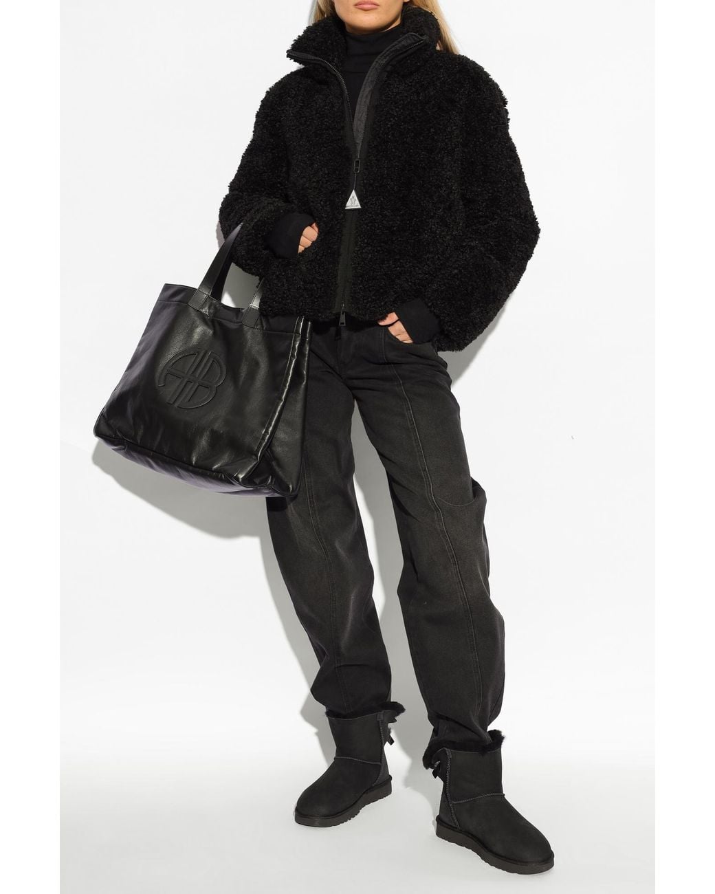 Ugg Black Mini Bailey Bow Ii Suede Shearling Winter Boots