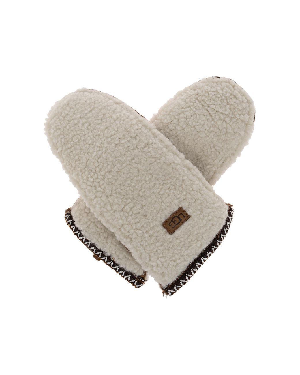 Ugg White Mittens With Logo Patch