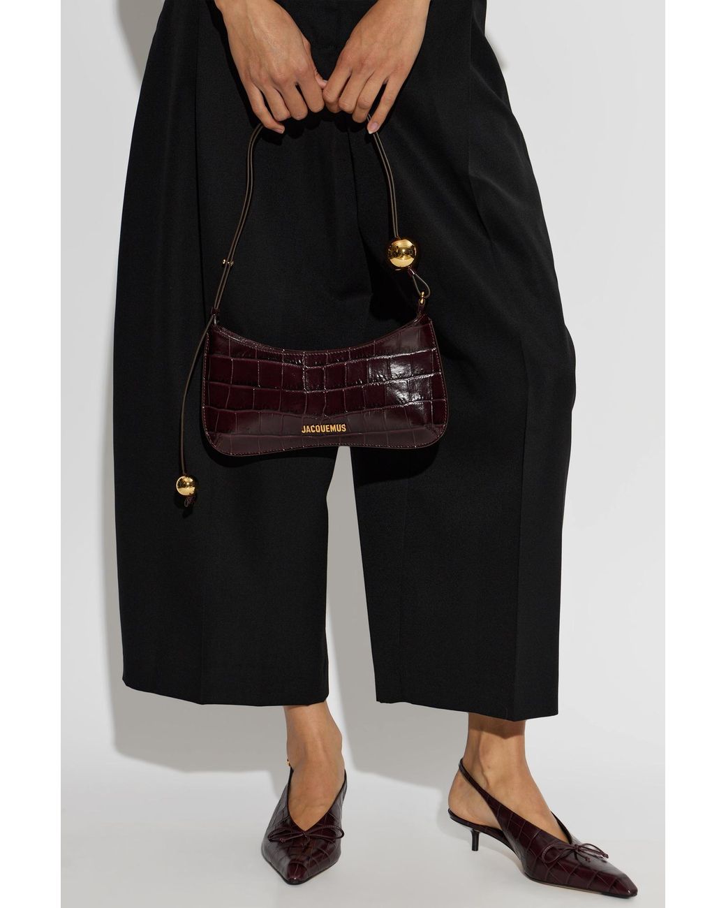Jacquemus Black Leather Bag 'Bisou Perle'