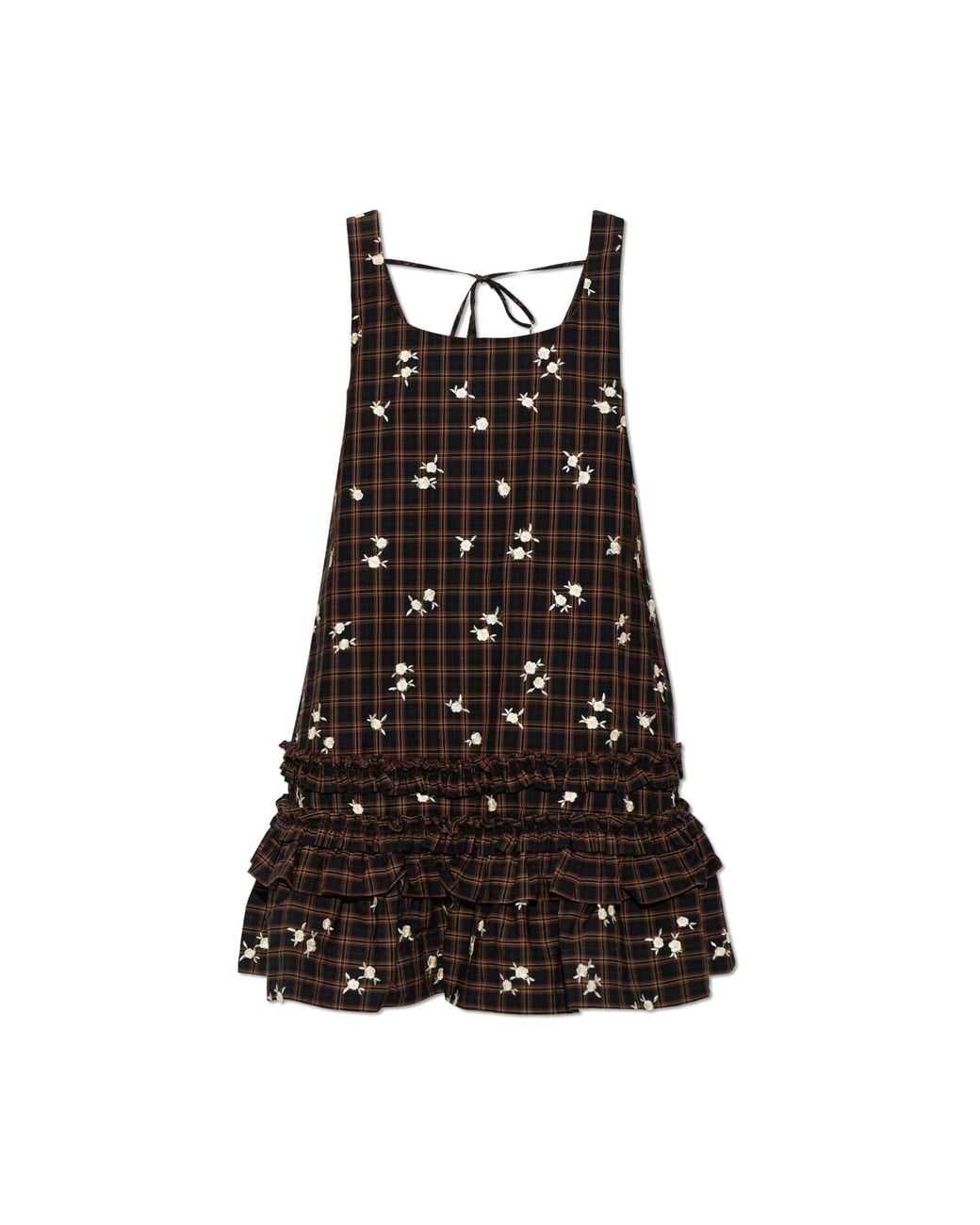 Ganni Black Dress With Floral Motif
