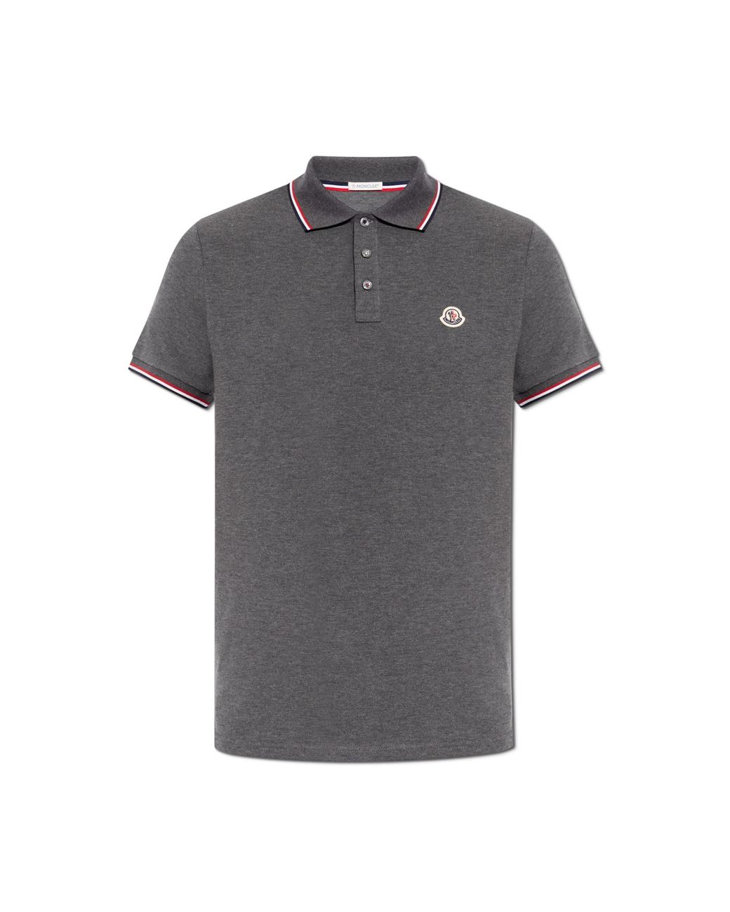 Moncler Gray Polo With Logo Patch for men