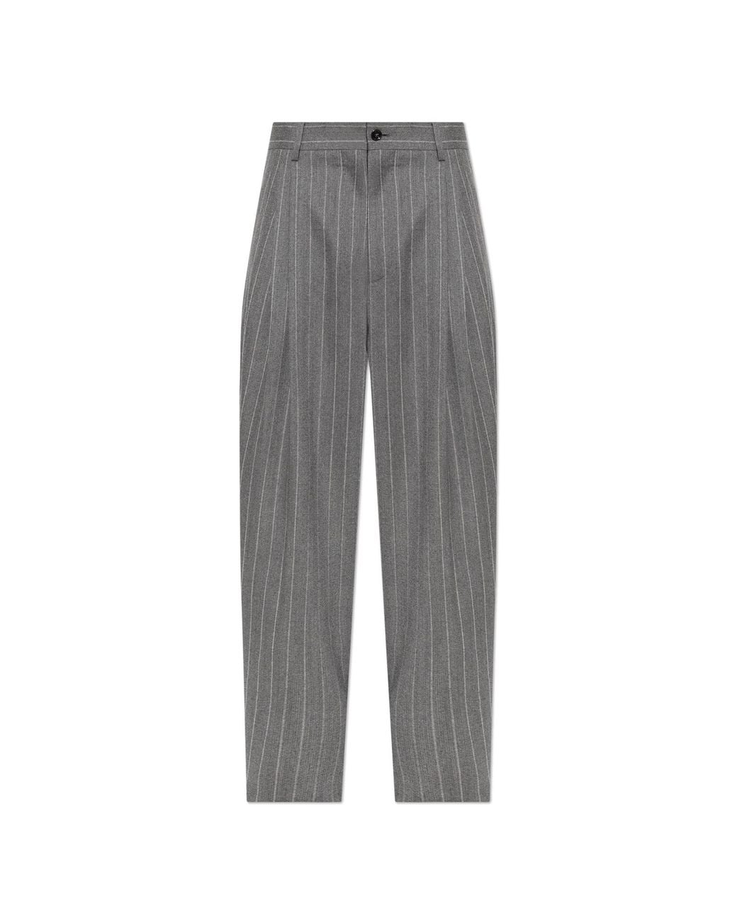 Dolce & Gabbana Gray Wool Trousers With Pinstripe Pattern for men