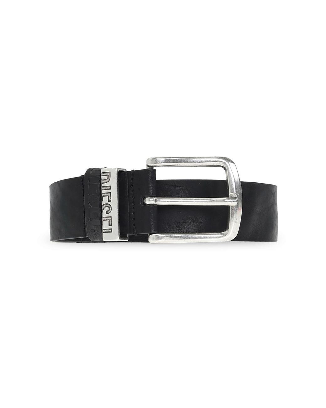 DIESEL Black B-Visible Leather Belt for men