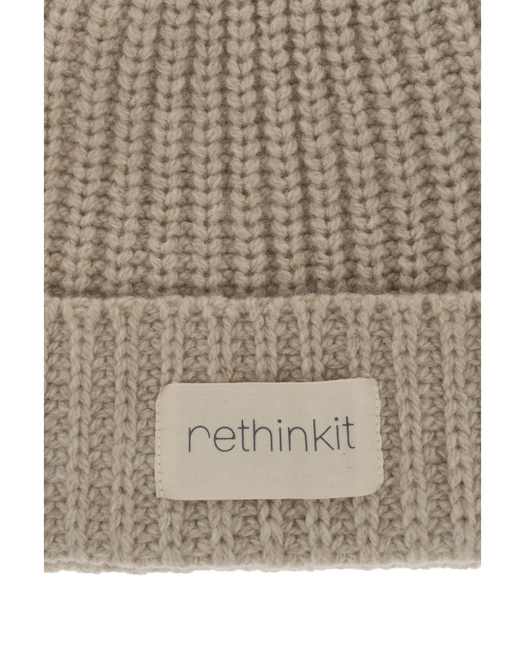 Rethinkit Studios Natural Beanie With Logo Patch