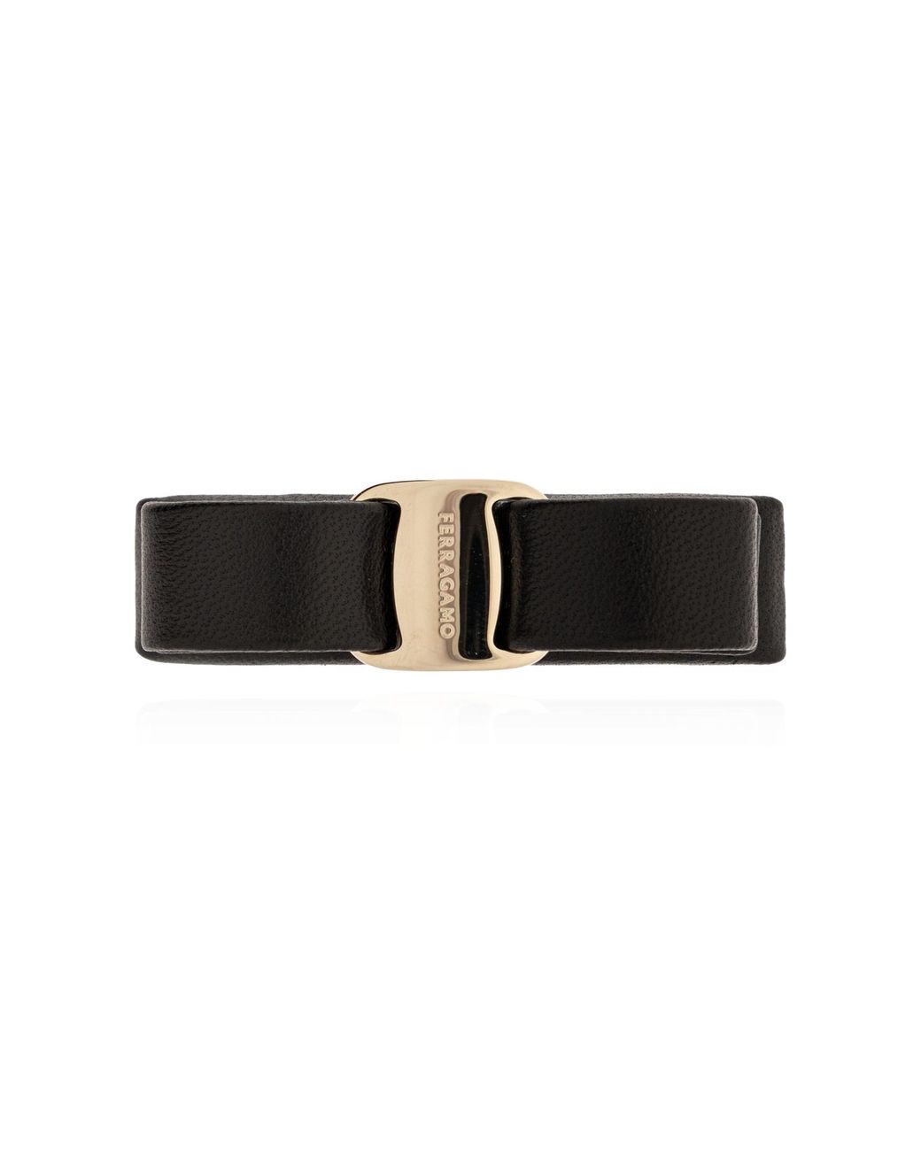Ferragamo Black Leather Hair Clip