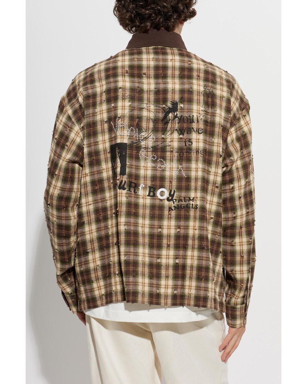 Palm Angels Brown Checked Pattern Shirt for men