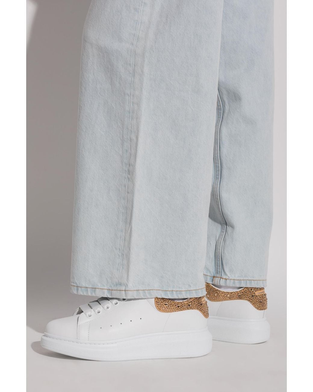 McQueen White Sports Shoes With Shiny Appliqués