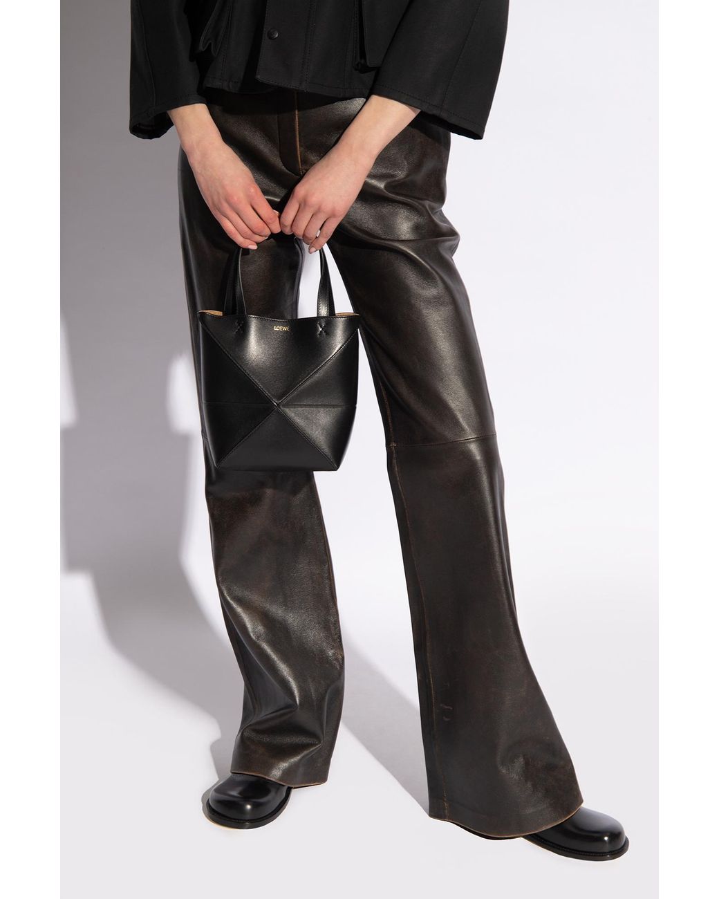 Loewe Black Shoulder Tote Bag 'Mini Puzzle Fold'