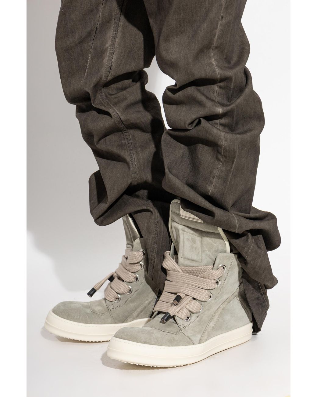 Rick Owens Gray 'Jumbolace Geobasket' High-Top Sneakers for men