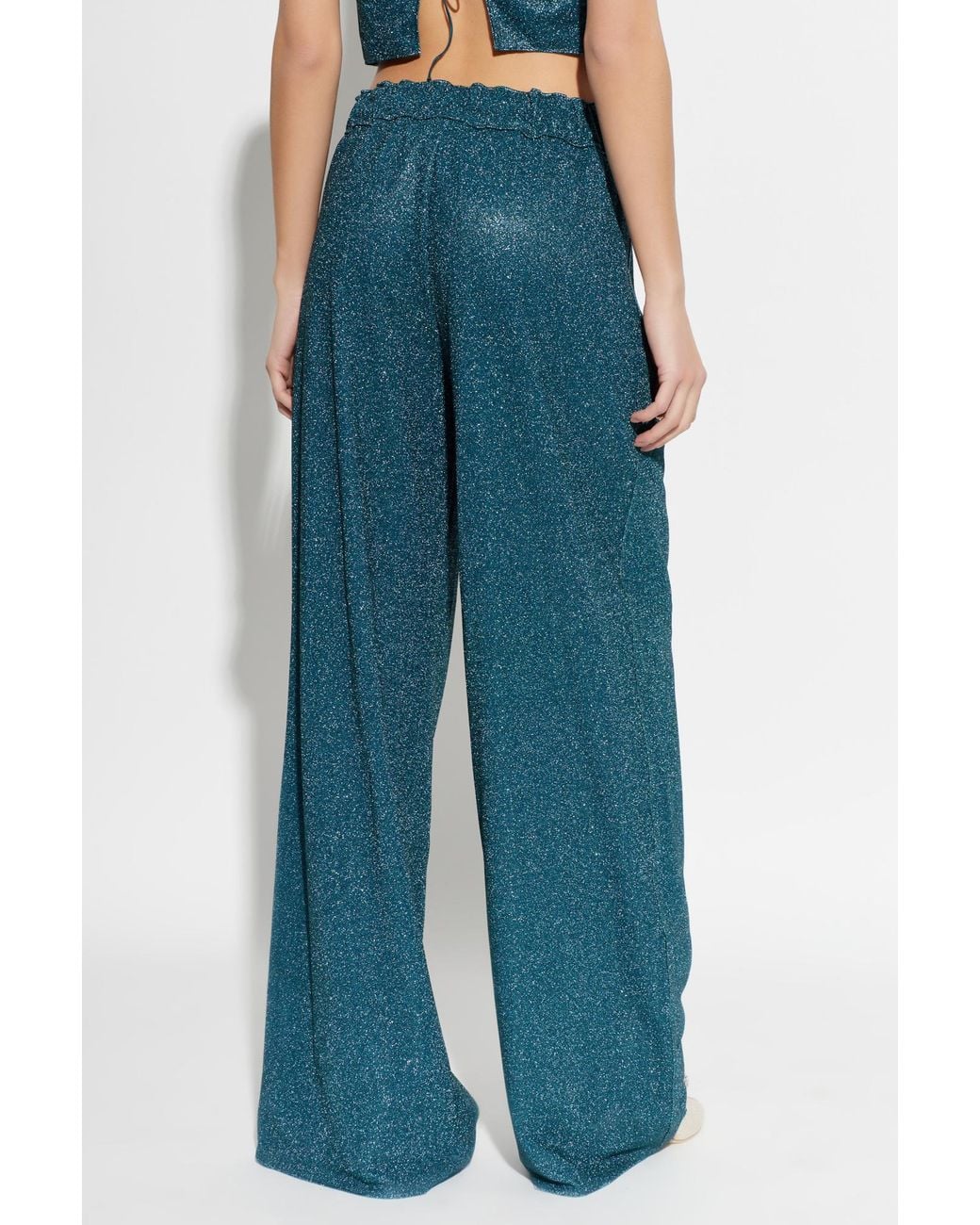Oseree Blue Pants With Lurex Thread