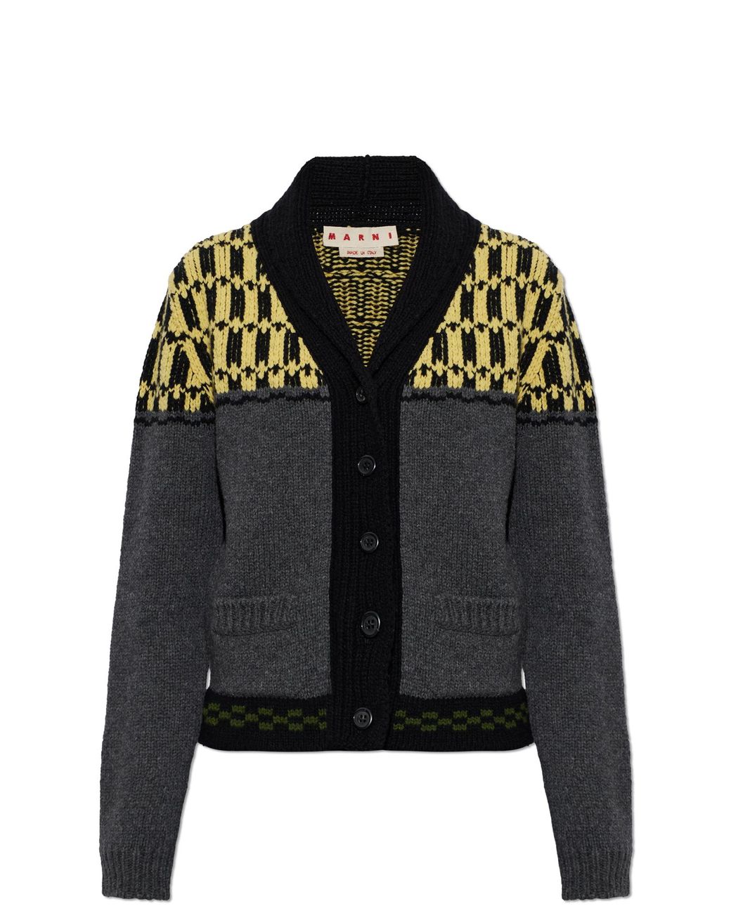 Marni Black Wool Cardigan With Pockets