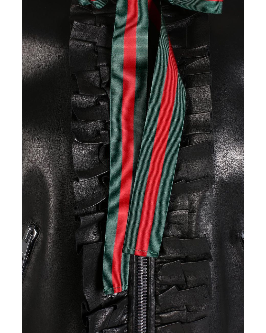Gucci ruffle leather bomber jacket hotsell