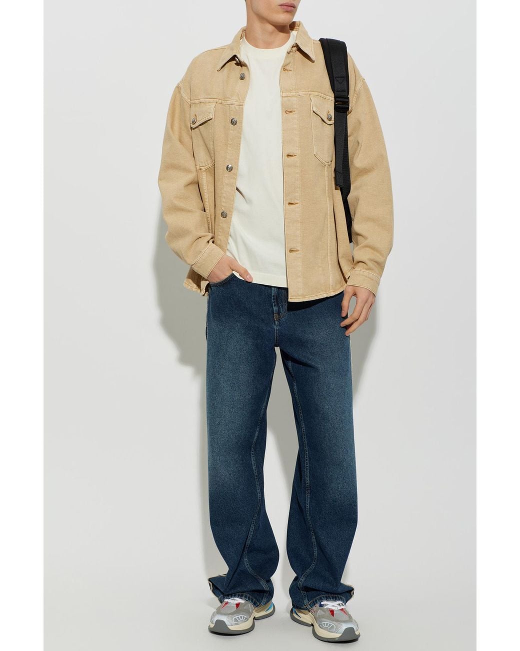Palm Angels Natural Denim Shirt Jacket With Pockets for men