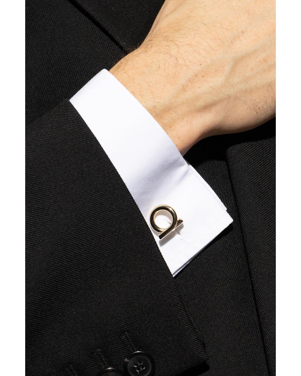 Ferragamo Metallic Logo-Shaped Cufflinks for men