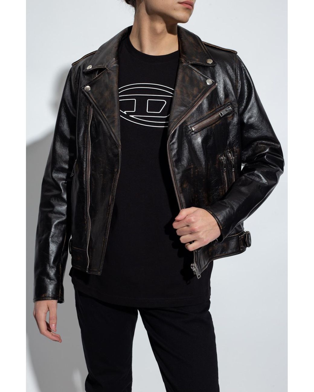 DIESEL 'garrett' Leather Jacket in 