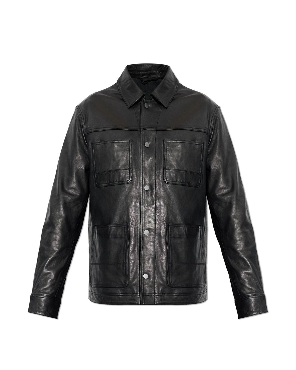 AllSaints Black Leather Jacket "Saxon" for men