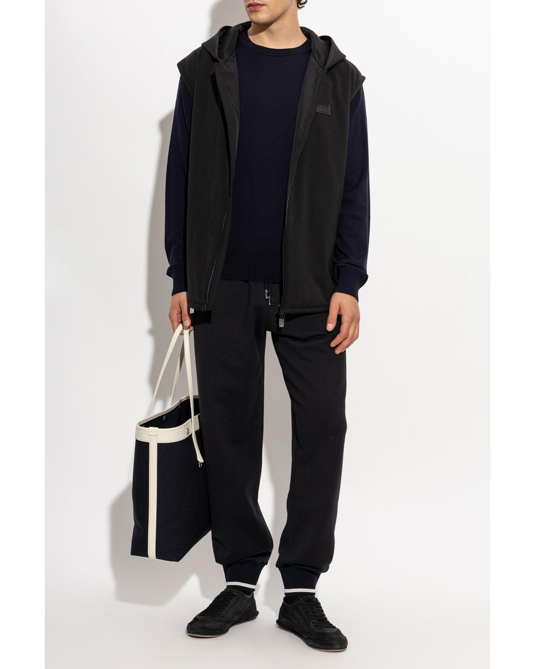 Dolce & Gabbana Blue Wool Sweater With Patch for men
