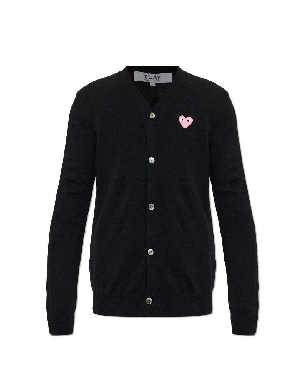 COMME DES GARÇONS PLAY Black Wool Cardigan With Logo Patch for men