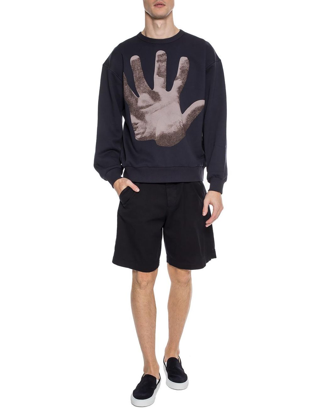 Dries Van Noten Verner Panton Hand Print Sweatshirt Navy in Dries Van Noten Verner Panton Hand Print Sweatshirt Navy in