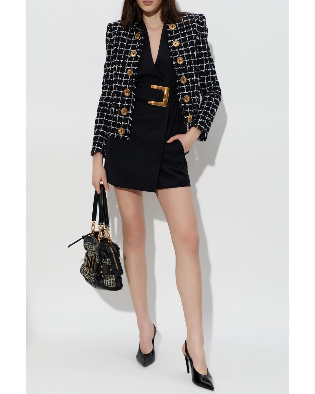 Balmain Black Tweed Blazer