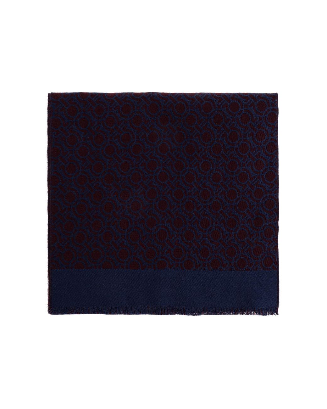 Ferragamo Blue Wool Scarf With Monogram for men